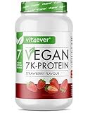 Vegan 7K Protein - 1kg - Erdbeere - Rein pflanzliches Eiweißpulver mit Reis-, Mandeln-, Soja-, Erbsen-, Hanf-, Cranberry-, Sonnenblumenprotein