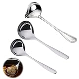 Soßenlöffel Set, 3-teiliges Edelstahl Schöpfkelle Sortiment mit großem Soßenlöffel, kleiner Suppenkelle und dekorativer Ölkelle, rostfreier 304 Edelstahl für Küche und Gastronomie, langlebige Schöpflö