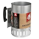 FEUERGOTT Anzündkamin Premium Big XXL - Grillkohle Grillanzünder mit natürlichem Zugmechanismus, für Holzkohle und Briketts und BBQ-Grill, hitzebeständiger Griff und Hitzeschutzblech, 27x17x27,5 cm