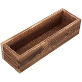 jojofuny Rustikaler Holzpflanzkasten aus Unbehandeltem Zedernholz 30X9,5X7Cm Wetterfester Blumentrog für Garten Balkon mit Drainagelöchern für Zimmerpflanzen und Sukkulenten