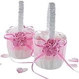 EinsSein 2x Streukörbchen Hochzeit Flower Rosé 17x26x13 rosa weiss Blumenkorb Blumenmädchen Streukorb Korb Körbchen Blumenkörbe Blumenkinder Blumen Streukorb Streuen
