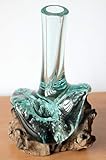 Geschenk-Idee für Geburtstag, Weihnachten Deko Glas-Vase 20 cm aus Wurzel-Holz Handarbeit von Bali Vase S