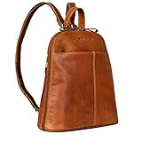 STILORD 'Olivia' City Rucksack Damen Leder Daypack Kleiner Lederrucksack Rucksackhandtasche zum Ausgehen für 9,7 Zoll iPads und 10,1 Zoll Tablets echtes Leder, Farbe:Brandy - braun
