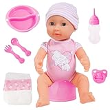 Bayer Design B2894071 94071AA - Piccolina New born Baby 40 cm Funktions Puppe mit Schlafaugen inklusiv Zubehör, Rosa - Soft Pink