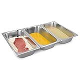Navaris Panier-Set aus Edelstahl 3-teilig - 3X Schale zum Panieren 32,5 x 17,5 x 6,5 cm - Schnitzel Fleisch Fisch - Metall Panierstraße rechteckig
