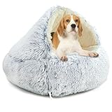 YAGE Hundebett 65 cm, Kapuze mit Stützen – flauschiges, beruhigendes Haustierbett, geeignet für Haustiere unter 10 kg, mit abnehmbarem, waschbarem Bezug, luxuriöses, superweiches Haustier-Höhlenbett,