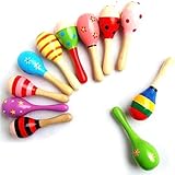 Sxhlseller Buntes Mini-Maraca aus Holz für die Entwicklung der Hand-Auge-Koordination bei Kleinkindern, Sicheres Percussion-Rasselspielzeug aus Massivholz für Babys Im Alter von 0 Bis 3 Jahren Im