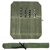 NCZCDZSW Messertasche Kochmesser Tragbare Messerrolle mit 7 Steckplätzen Kochmesser Rolltasche Messer-Rolltasche für Messer und Löffel Gewachste Canvas Koch Messer Tasche für Camping Wandern