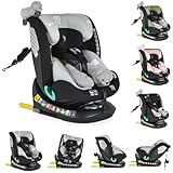 Moni Kindersitz Serengeti i-Size (40-150cm) Isofix, Kuscheltier, Nackenkissen, Farbe:grau