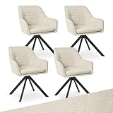 Goeurvant Drehstuhl Esszimmer Beige mit Armlehne, 4er Set drehbarer esszimmerstuhl, Küchenstuhl,Polsterstuhl, aus Polyester, mit Metallbeine für Esszimmer Küche Büro