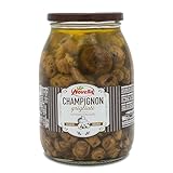 Novella CHAMPIGNON GRIGLIATI - Gegrillte Champignons im Glas – 1062 g - Pilz-Vorspeise aus Italien - eingelegt in Ölmarinade