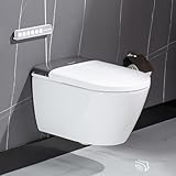 Casta Diva Dusch WC Komplettanlage mit UV-Sterilisation, Hänge WC mit Bidet Funktion, Sitzheizung, Entkalkungs und Geruchsfunktion, Automatischer Deckelöffnung und WC Fernbedienung (CD-AU002)