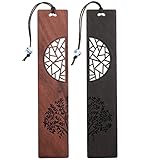 cobee Holz Lesezeichen für Buchliebhaber, 2 Stück handgefertigte Holz Lesezeichen natürliches hohles Handwerks Lesezeichen Vintage Lesezeichen Geschenk für Frauen Männer Studenten (A)