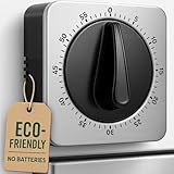 Kitchen Timer, Eieruhr Mechanisch Keine Batterien Erforderlich, Küchenwecker 100% Mechanische Mit Edelstahlgehäuse - Küchenuhr, Stoppuhr, Countdown-Erinnerung Magnetisch Küchenuhr Eieruhr (Grau)