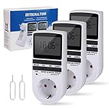 Nach Maß Deutsche Ausführung Zeitschaltuhr Digital, Weiß - 3 PCS Elektrische Steckdose mit System und Tasten | 10 konfigurierbare Programme | 12/24h Modus