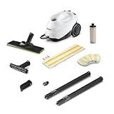 Kärcher Dampfreiniger SC 3 EasyFix, Dampfdruck: max. 3,5 bar, Aufheizzeit: 30 s, Leistung: 1.900 W, Flächenleistung: 75 m², Tank: 1 l, mit Entkalkungskartusche, Bodenreinigungsset und Düsen, Weiss