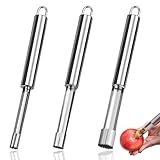 Apfelentkerner Set 3 Stück,Edelstahl Apfelausstecher,Entfernt Kerne von Äpfeln & Birnen,3 Größen (2, 1.4, 1 cm),Mit Aufhängeöse,Küchenhelfer