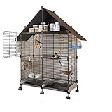 Großer Papageienkäfig, Exklusive Vogelzuchtvilla, Wellensittichkäfig, Horizontaler, multifunktionaler Drahtkäfig mit Lagerdach