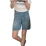 zhangwei Vintage-Shorts, gerade, Denim-Shorts, Damen, Sommer, dünner Stil, passend zu allen Anlässen, blau, M