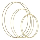 6 Stück Gold Metallringe zum Basteln 3 Größen Dicke ca.3mm Dekorative Ringe für Traumfänger Makramee Wickeltechnik Blumen (20cm,25cm,30cm)