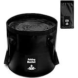 Tragbarer Faltbarer Eimer zum Angeln,Faltbarer Eimer mit Griff, Leichter Faltbarer Wasserbehälter, Camping, Wandern, Rucksackwandern, Outdoor-Überleben, Autowaschen Schwarz 20L