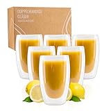 Exitoso Doppelwandige Latte Macchiato Gläser | 450ml 6er gläser set | doppelwandige kaffeegläser | Borosilikatglas Kaffeetassen Glas | kaffeegläser cappuccino gläser