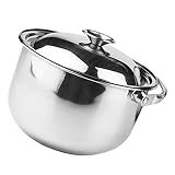 AUTSUPPL Mehrzweck Suppentopf Aus Edelstahl Mit Glasdeckel Hitzebeständiger Schmortopf Spülmaschinenfest Für Alle Herdarten Geeignet
