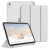 Fintie Hülle für iPad (A16) 11 Generation 11 Zoll 2025, iPad 10 Generation 10.9 Zoll 2022 mit Stifthalter - ultradünne leichte Schutzhülle mit transparenter Rückseite, Auto Schlaf/Wach, Silber