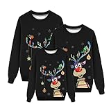 Sonnena Weihnachten Pullover Set Partnerlook Pärchen Weihnachtspullover Familie Set Gestrickte Pullover Strickpullover Winterpullover Weihnachtspullis Sweatshirt Familie Weihnachten Sweatshirt Damen