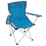 Nexos Angelstuhl Angelhocker Faltstuhl Campingstuhl Klappstuhl mit Armlehne Getränkehalter 86x42x42 cm bis 100 kg belastbar mit Transporttasche (blau)