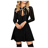 Damen Elegantes Paillettenkleid Sexy Tiefer V-Ausschnitt Wickelkleid Funkelndes Cocktailkleid für Festlich Cocktail und Party, Einfarbig Langarm A-Line Kleid mit Unregelmäßiger Saum