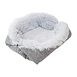 2-in-1 Petteppich & Katzenkorb mit Knöpfen, 50X60CM Hunde Decke Haustier Plüsch Hundehütte Verdickt Haustier Matte Faltbar Waschbar Katze Zwinger (1 Grau,60x50CM)