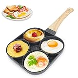 Umllpet Spiegeleipfanne, Pancake Pfanne mit 4 Loch Augenpfanne Antihaft-Aluminium Pfanne für Frühstück Spiegelei Pfannkuchen Steaks Hamburger, für Induktionsherd Gasherd Antihaft Spiegelei Pfanne