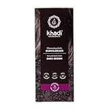 khadi DUNKELBRAUN Pflanzenhaarfarbe - Haarfarbe für tiefes, glänzendes Dunkelbraun bis kräftiges Schwarzbraun - 100% pflanzlich & natürlich - 100g