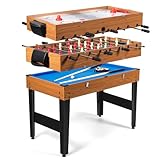 COSTWAY 3 in 1 Multifunktionaler Spieltisch, Tischkicker mit Tischfußball, Billard & Airhockey, Multifunktionstisch mit Metallrahmen & Zubehör, Kickertsich für Kinder, Erwachsene