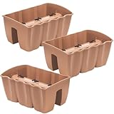 DTU24 3X Blumenkästen für Balkon, Balkonkasten Blumentopf Geländer, 3 Stück (40 cm, Terrakotta, 3 Pack)