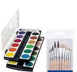 Herlitz Schulmalfarben, Deckfarbkasten, 24 Farben inklusive Deckweiß und 10er Pinselset