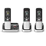 ALCATEL FX990 Voice Trio - Schnurloses DECT-Telefon mit Anrufbeantworter 50 Min. - Hochauflösendes Farbdisplay - Freisprechfunktion - Anrufsperre - VIP-Klingelton - 3 Mobilteile - Schwarz/Grau