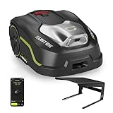 SUNTEK Rasenmähroboter, kabellos, mit künstlicher Intelligenz, ohne Begrenzungskabel, mit robuster Garage, max. 600 m², automatische Vermeidung von Hindernissen, IPX5-Schutz, automatische Kartographie