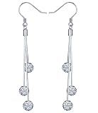 Yumilok 925 Sterling Silber Kristallkugeln Quaste Ohrhänger Ohrringe Hypoallergen Ohrschmuck für Damen Frauen Mädchen