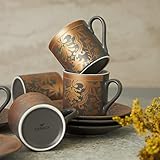 KARACA New Charles Set mit 6 Kaffeetassen 80 ml Mochatassen-Espressotassen Set aus Porzellan, Robuste Mokkatasse, Dicker Trinkrand, Material Porzellan