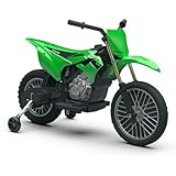 INJUSA - Kawasaki Elektromotorrad für Kinder ab 2 Jahren, Batterie 12 V, Gaspedal, Stützräder, elektrische Bremse, Geschwindigkeit 6 km/h, Grün