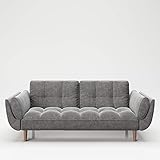 PLAYBOY Sofa mit Bettfunktion, Samtstoff in Grau, Anthrazit, stabile Massivholzfüsse, Bettsofa mit verstellbarer Rückenlehne, 2er Sofa, 3er Sofa, Sofabett, 2-Sitzer, 3-Sitzer, Retro-Design, Club-Stil