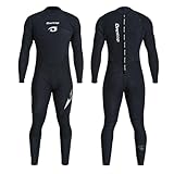 Owntop Neoprenanzug Damen Herren 1,5mm - Ganzkörper Neopren Wetsuit, Rücken-Reißverschluss Tauchanzüge, Thermische Dehnungs-Pro Tauchhaut zum Surfen Schnorcheln, Herren Schwarz XL