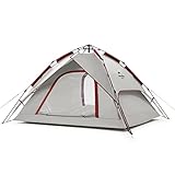 Naturehike Camping Zelt Automatisches 4 Personen Leichtes Pop Up Wurfzelt Wasserdicht & Winddicht Kuppelzelt mit Vorzelt Multifunktions Familienzelt Festivalzelt（Grau）