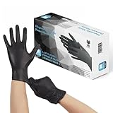 The Real Touch Einweghandschuhe, Schwarze Nitrilhandschuhe - 100 Stück Handschuhe, Puderfrei & Latexfrei Handschuhe Einweg, Einmalhandschuhe für Küche, Reinigung, und Medizin