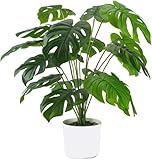Laelfe Kunstpflanze Splitphilo im Topf, Künstliche Monstera Pflanze, Künstliche Pflanze Groß Tropical Splitphilo Pflanze Grün Fake Plant für Innen Außenbereich Zuhause Büro (23.6in)