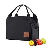 Kühltasche Klein Lunchtasche Herren Isoliertasche Leicht zur Arbeit Schule Faltbar Meal Prep Tasche Wasserdicht Reißverschluss 8,5L Schwarz