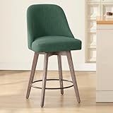 Bekrvio 360°Drehbarer Barhocker 1er Set,Barhocker mit Lehne 65cm Sitzhöhe,Tresenhocker，Drehhocker,Küchenstühle mit Holzbeinen & Fußstütze,Gepolsterter Sitzfläche Kunstleder Barstuhl