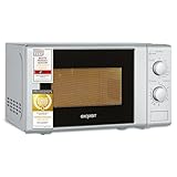 Exquisit Mikrowelle 20L, 1000 Watt Grill, 700 Watt, Einfache Bedienung, 25,5cm Drehteller, 5 Leistungsstufen, Timer, Auftaufunktion, 2 Drehregler, MW 802G silber